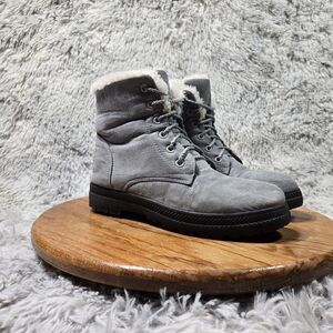 SQL Faux Fur Lined Boots Womens Size 8.5 -9 US /EU 39 Gray Faux Suede Biker